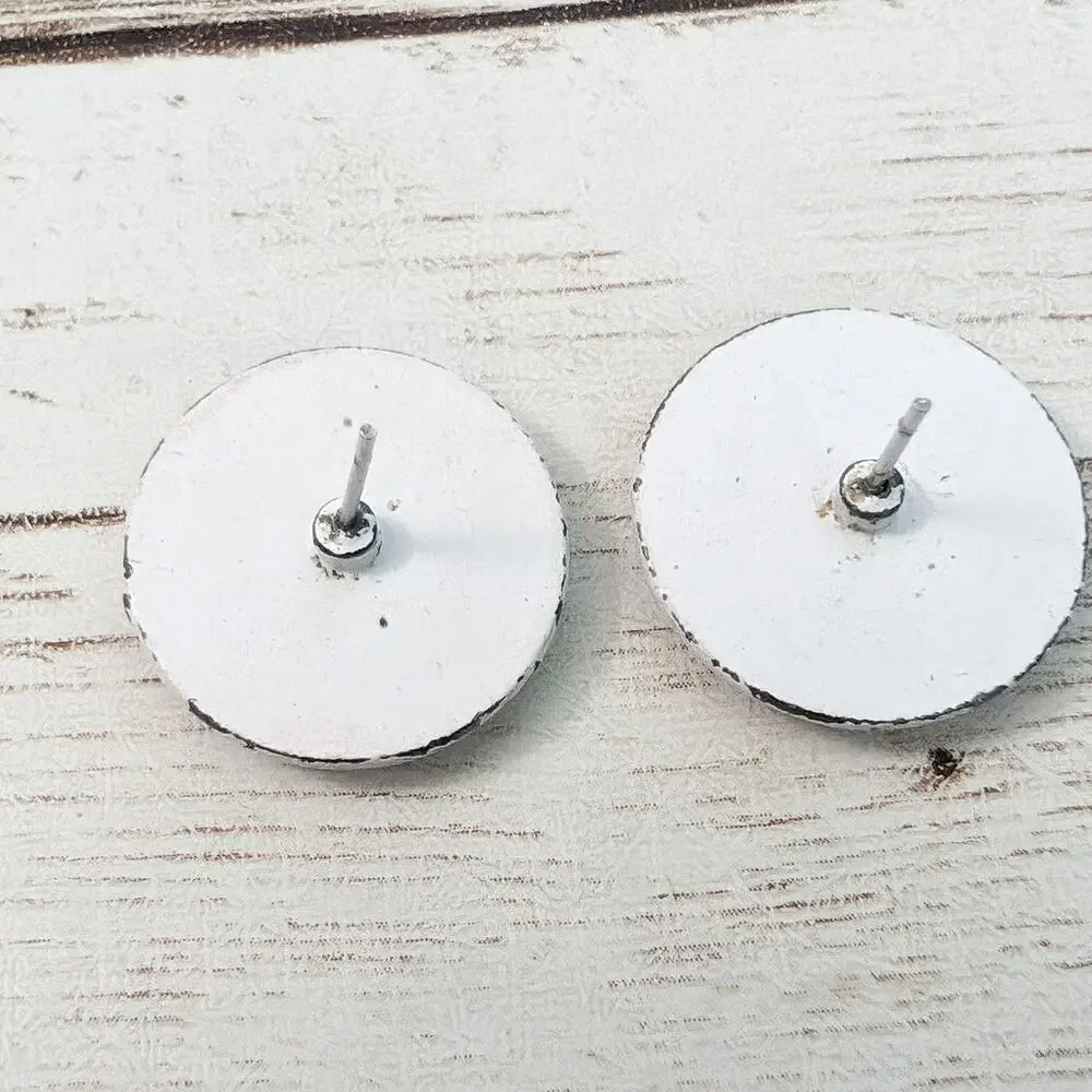 Vintage Earrings For Pierced Ears - Red & White Circle - Poor Condition